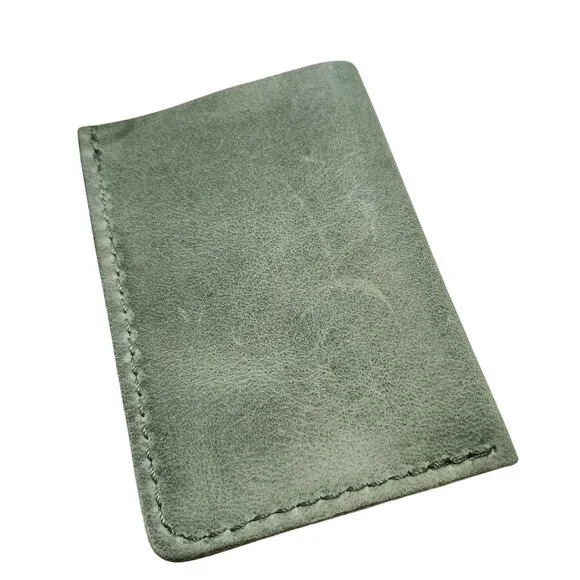 Portland Leather Minimalist Wallet Sage Green Brushed Leather Limited Color - Picture 3 of 3